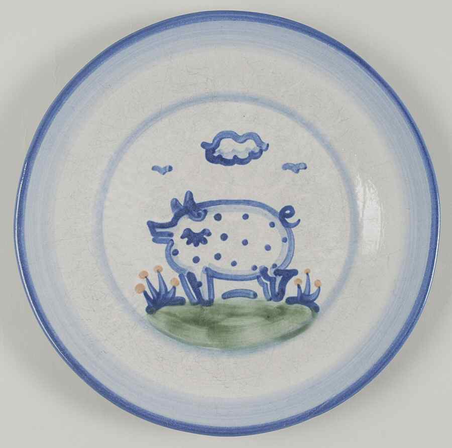 Country Scene Blue Salad Plate by M A Hadley-1