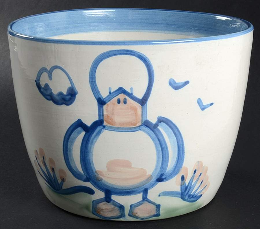 Country Scene Blue 6" Planter Pot by M A Hadley-1