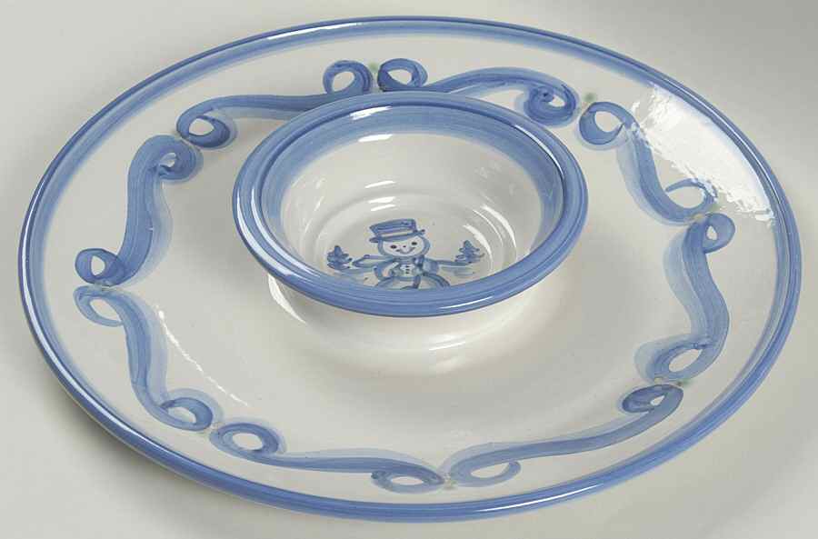 Country Scene Blue 1 Piece Chip & Dip by M A Hadley-1