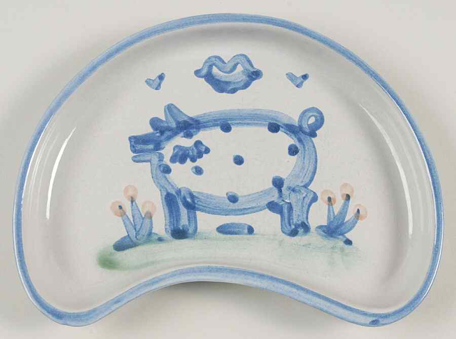 Country Scene Blue Crescent Salad Plate by M A Hadley-1