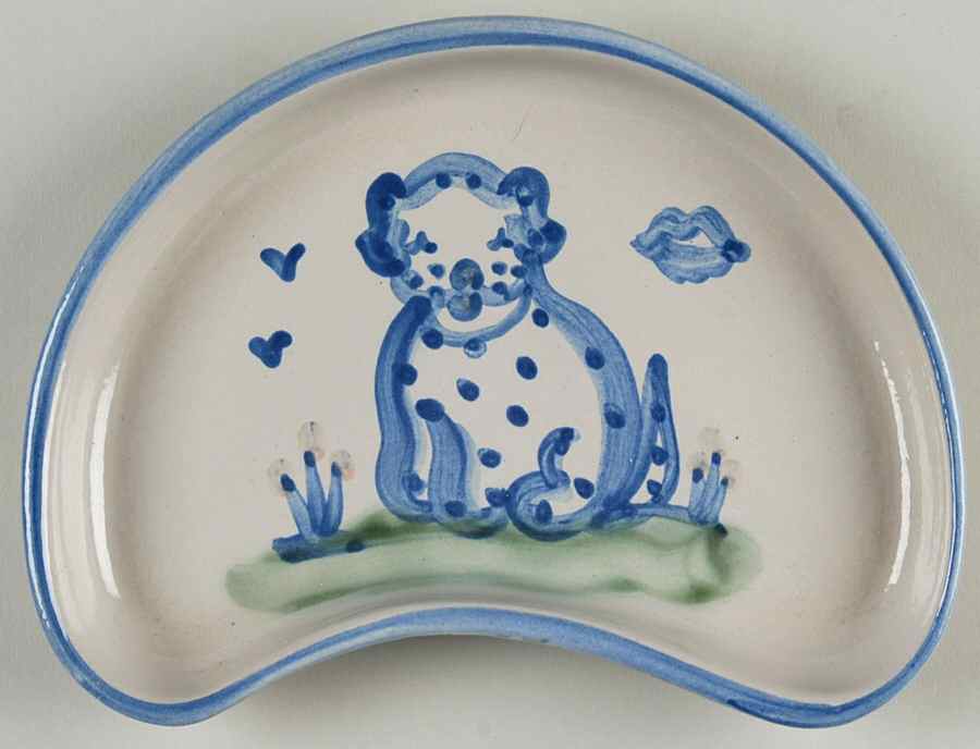 Country Scene Blue Crescent Salad Plate by M A Hadley-1