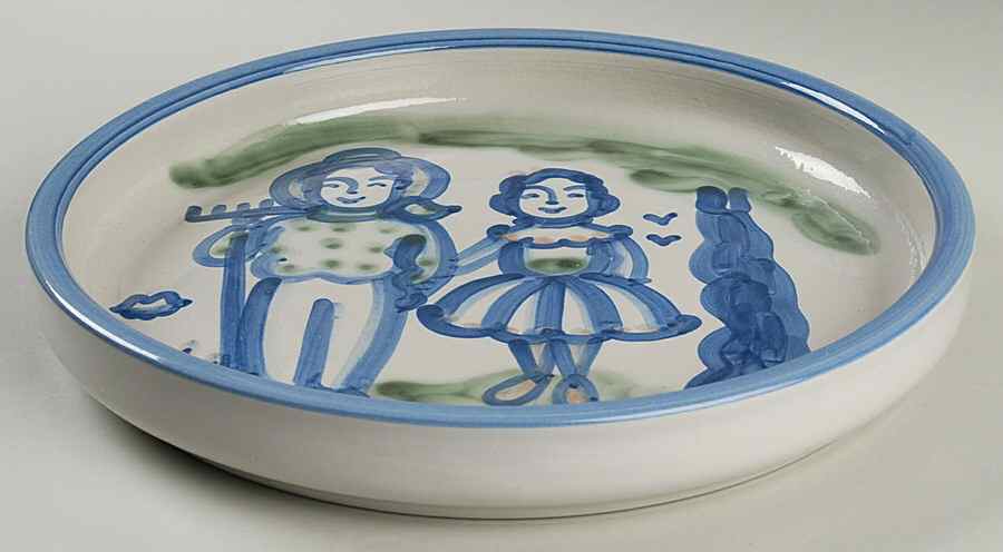 Country Scene Blue 12' Round Tray by M A Hadley-1