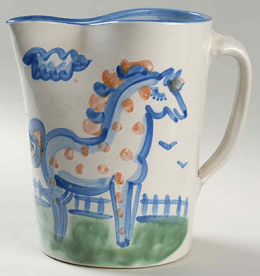 Country Scene Blue 60 Oz Pitcher by M A Hadley-1