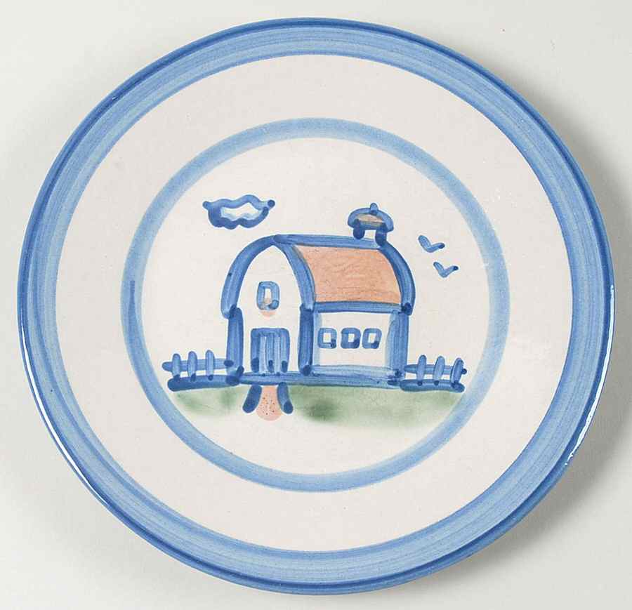 Country Scene Blue Salad Plate by M A Hadley-1