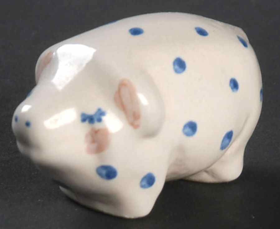 Country Scene Blue Pig Figurine by M A Hadley-1