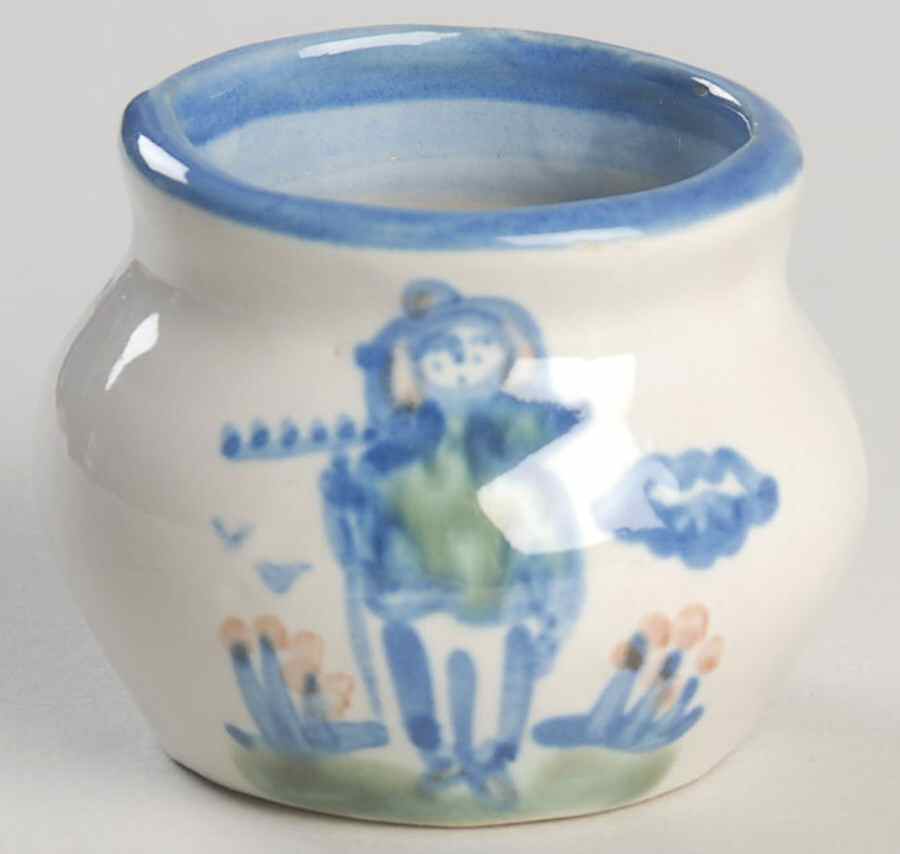 Country Scene Blue Mini Open Sugar Bowl by M A Hadley-1