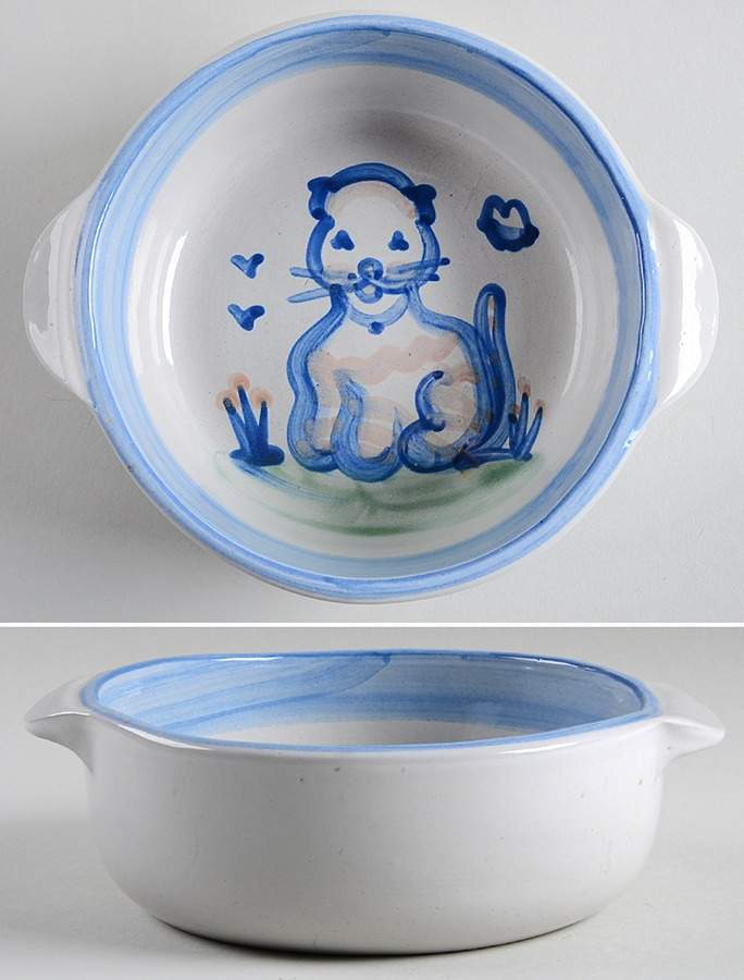 Country Scene Blue 8" Round Open Casserole by M A Hadley-1