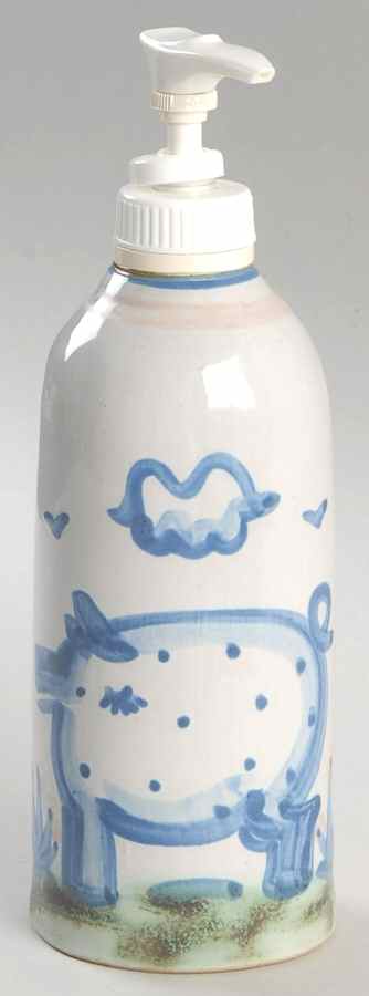 Country Scene Blue Lotion Dispenser No Pump by M A Hadley-1