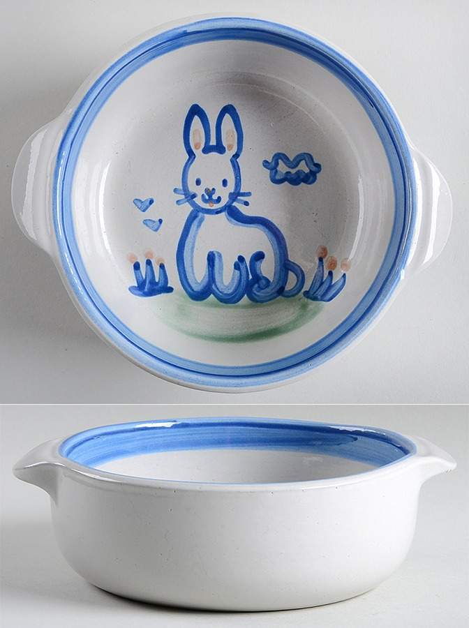 Country Scene Blue 8" Round Open Casserole by M A Hadley-1