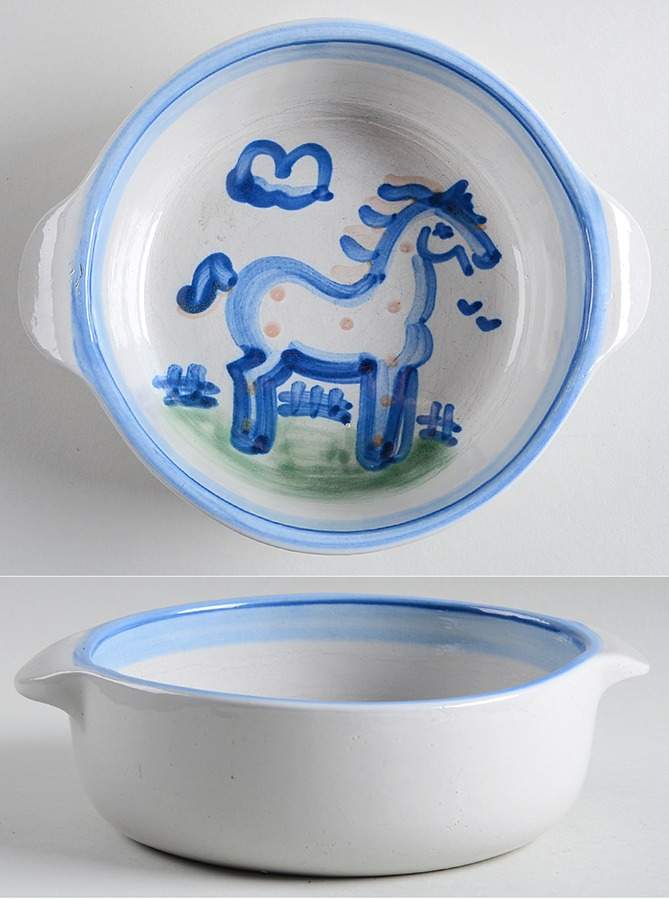 Country Scene Blue 8" Round Open Casserole by M A Hadley-1