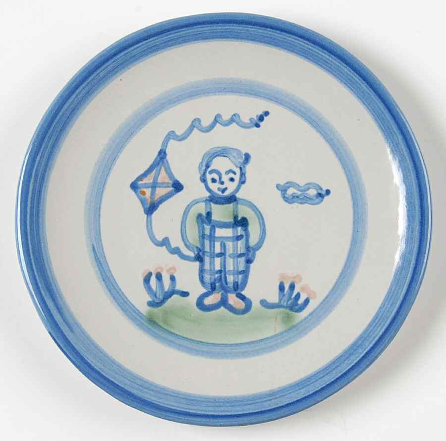 Country Scene Blue Bread & Butter Plate by M A Hadley-1