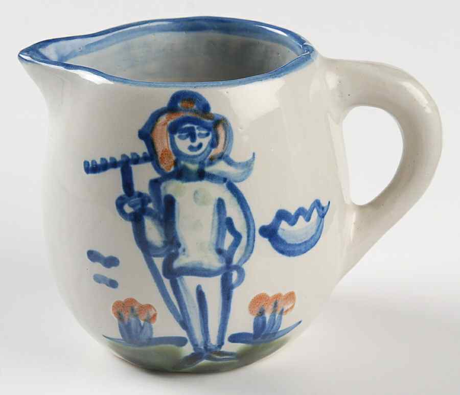 Country Scene Blue Creamer by M A Hadley-1