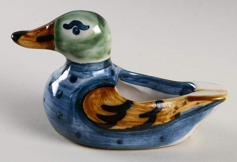Country Scene Blue Duck Figurine by M A Hadley-1