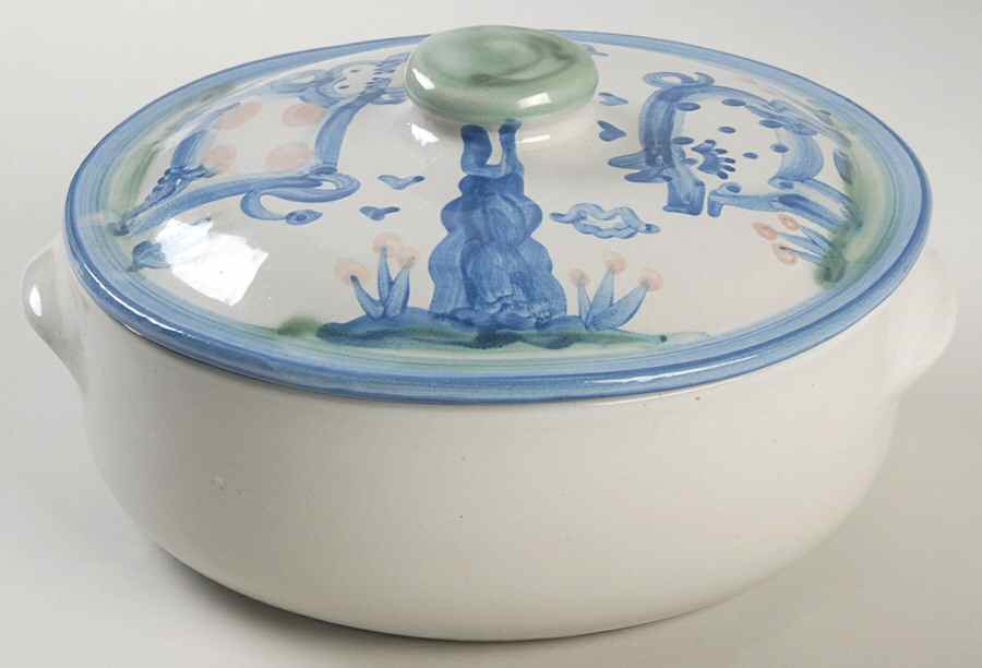Country Scene Blue 1.5 Qt Round Covered Casserole by M A Hadley-1