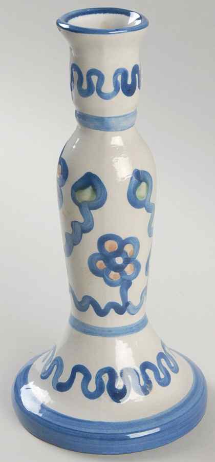 Country Scene Blue 8" Tall Candlestick by M A Hadley-1