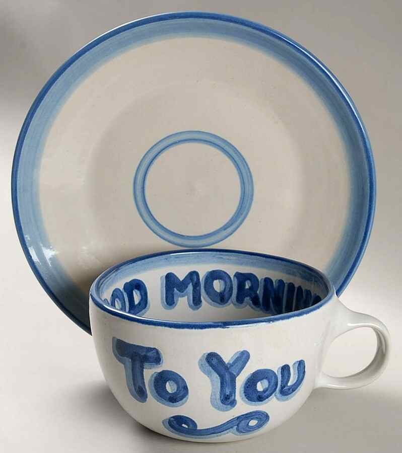 Country Scene Blue Oversized Cup & Saucer Set by M A Hadley-1