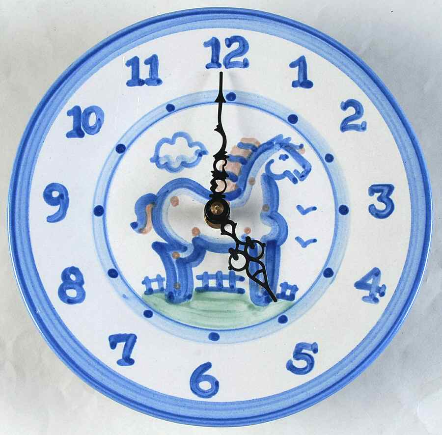 Country Scene Blue Clock Plate by M A Hadley-1