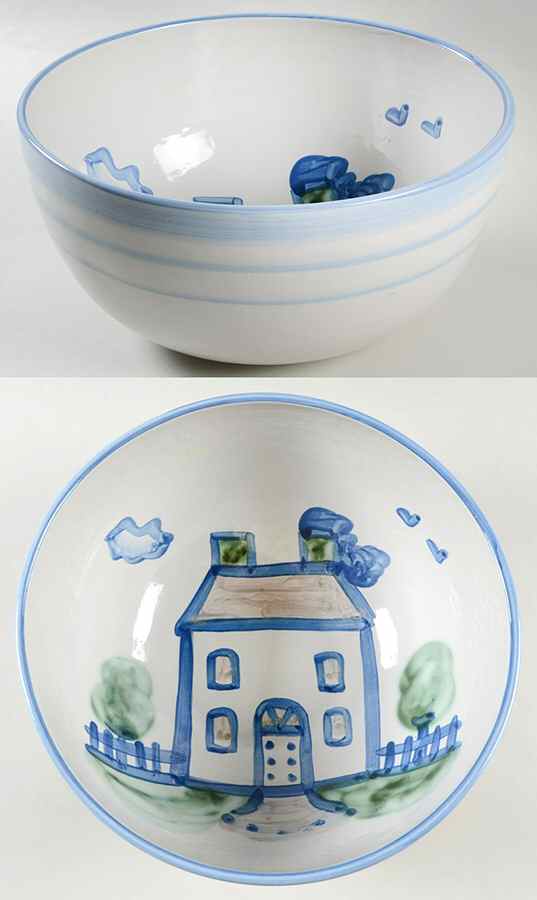 Country Scene Blue 11" Large Salad Serving Bowl by M A Hadley-1