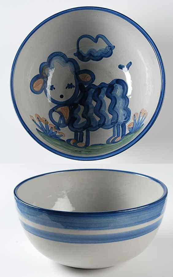 Country Scene Blue 8" Round Vegetable Bowl by M A Hadley-1