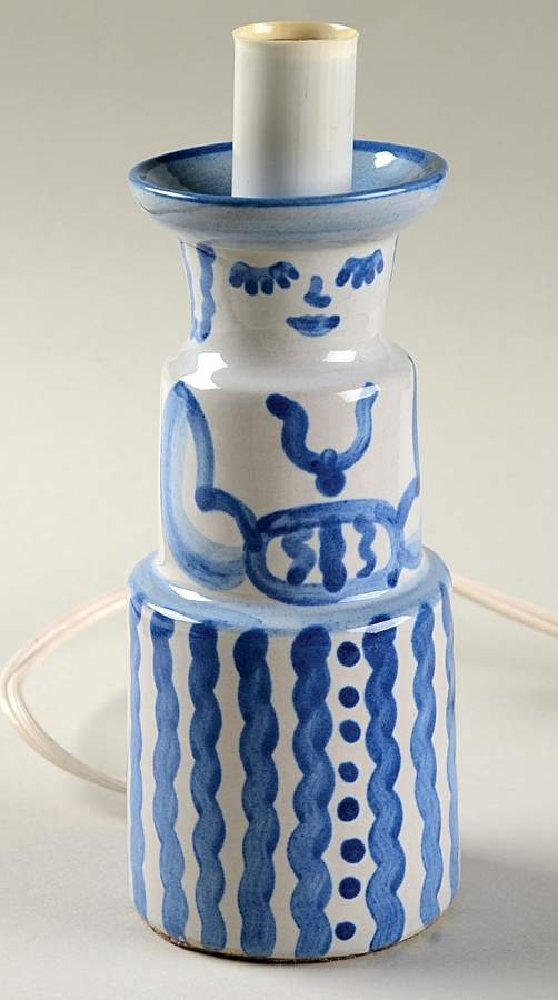 Country Scene Blue 7" Electric Lamp No Shade by M A Hadley-1