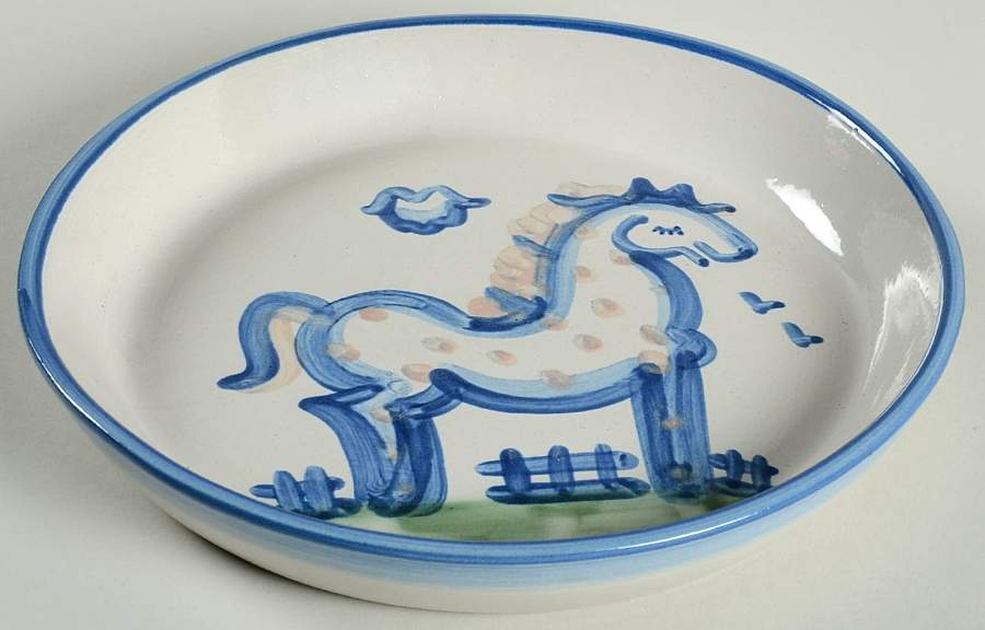 Country Scene Blue Pie Serving Plate by M A Hadley-1