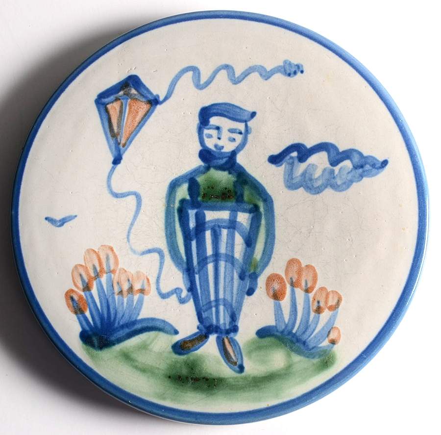 Country Scene Blue Trivet by M A Hadley-1