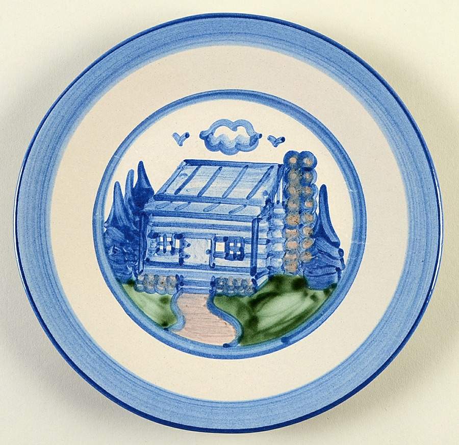 Country Scene Blue Luncheon Plate by M A Hadley-1
