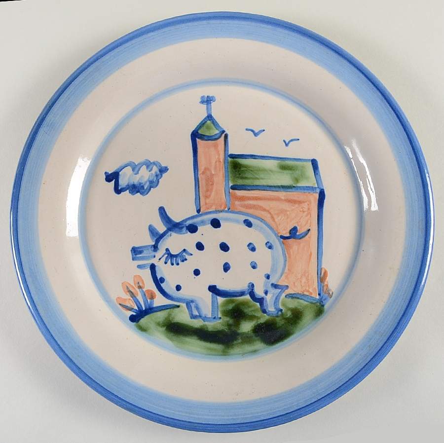 Country Scene Blue 13" Chop Plate (Round Platter) by M A Hadley-1