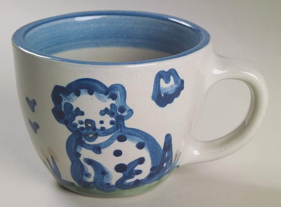 Country Scene Blue Flat Cup by M A Hadley-1