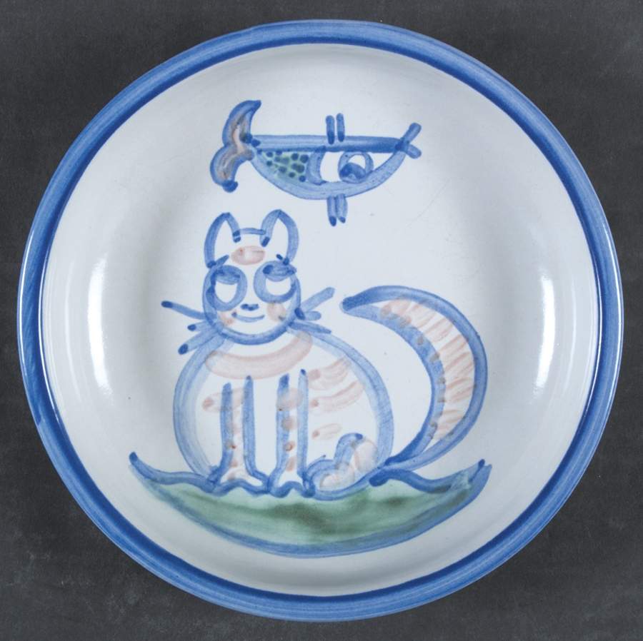 Country Scene Blue 8" Cat Plate by M A Hadley-1