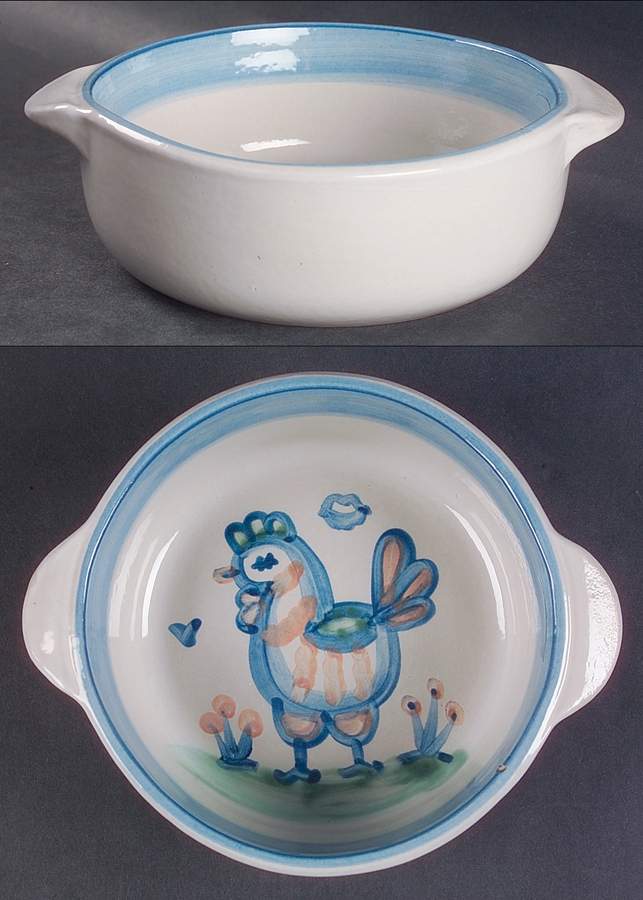 Country Scene Blue 8" Round Open Casserole by M A Hadley-1