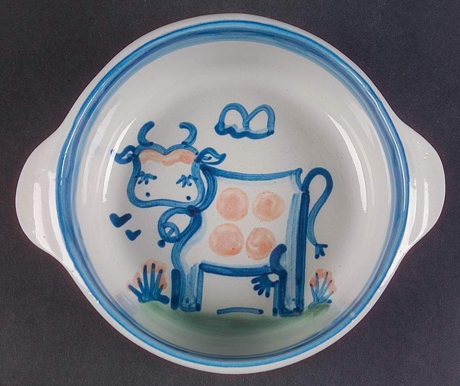 Country Scene Blue 8" Round Open Casserole by M A Hadley-1