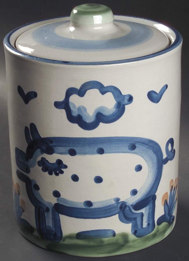 Country Scene Blue Large Canister & Lid by M A Hadley-1