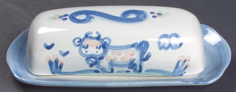 Country Scene Blue 1/4 Lb Covered Butter by M A Hadley-1