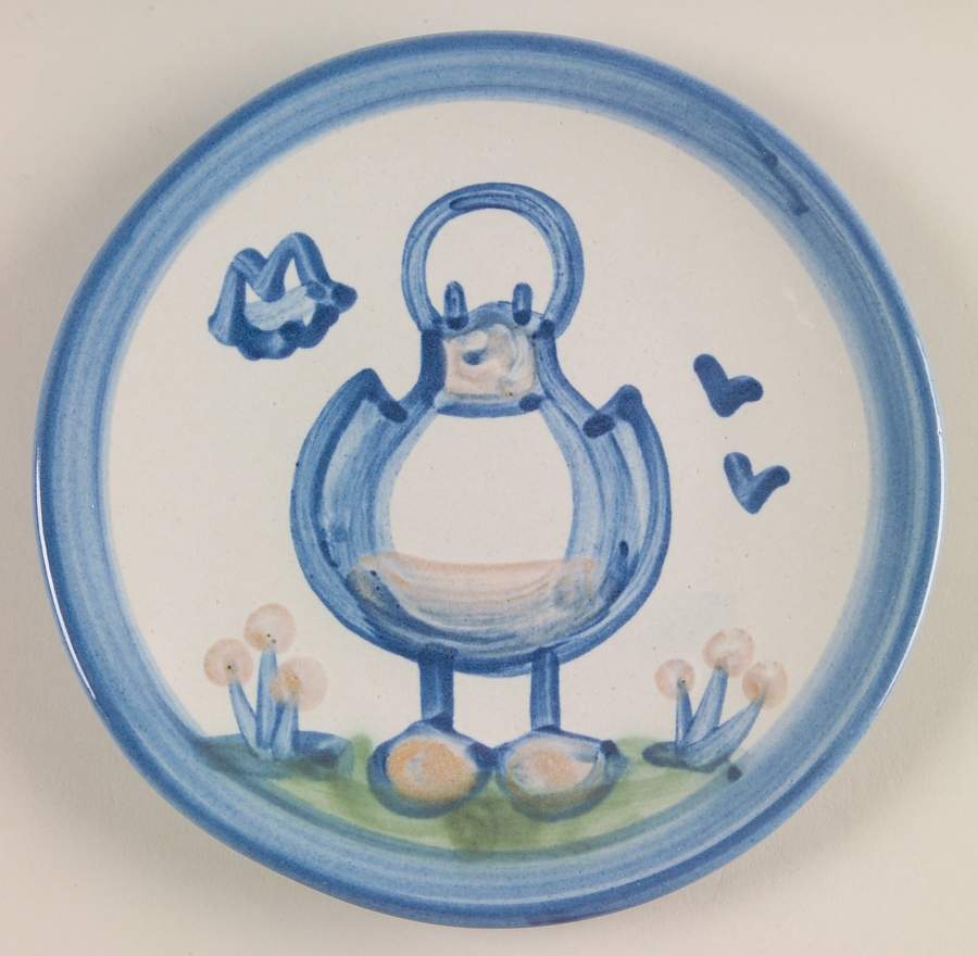 Country Scene Blue Bread & Butter Plate by M A Hadley-1