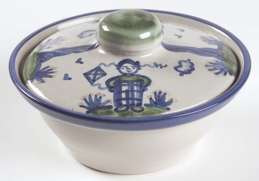Country Scene Blue Butter Tub & Lid by M A Hadley-1
