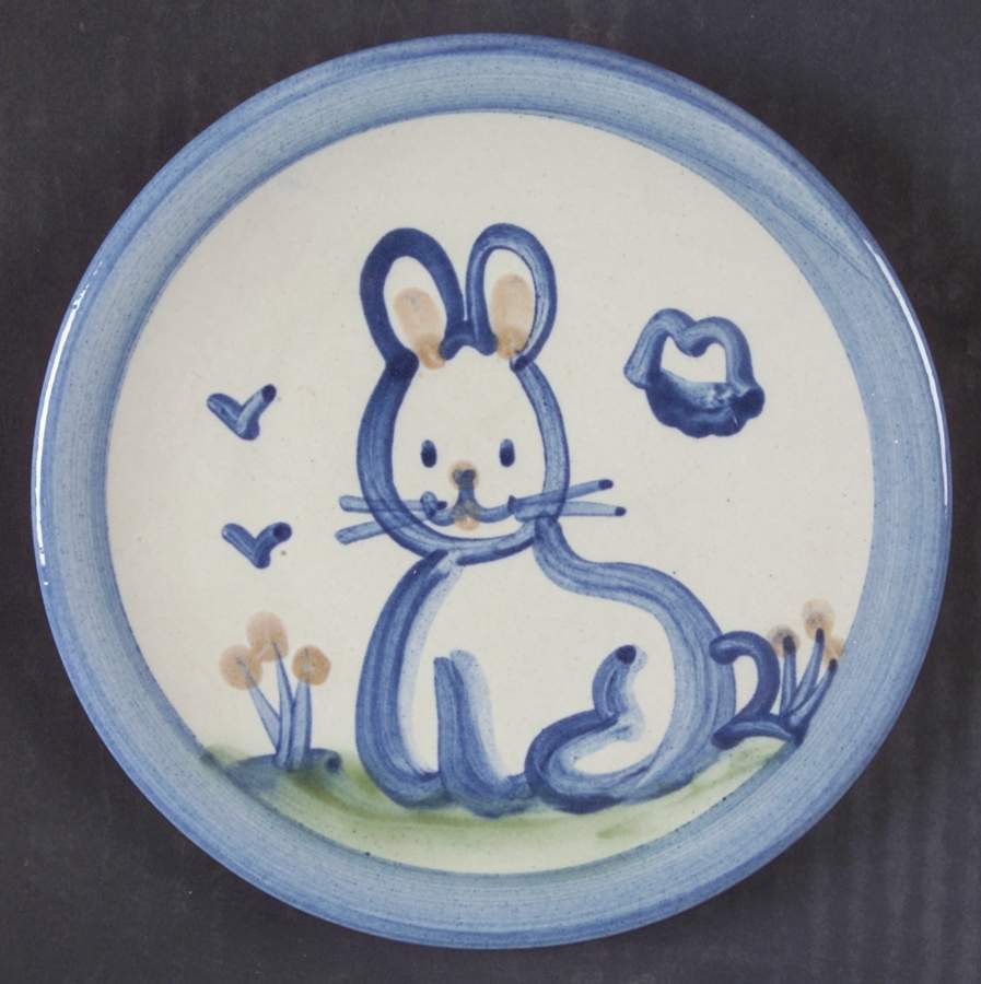 Country Scene Blue Bread & Butter Plate by M A Hadley-1