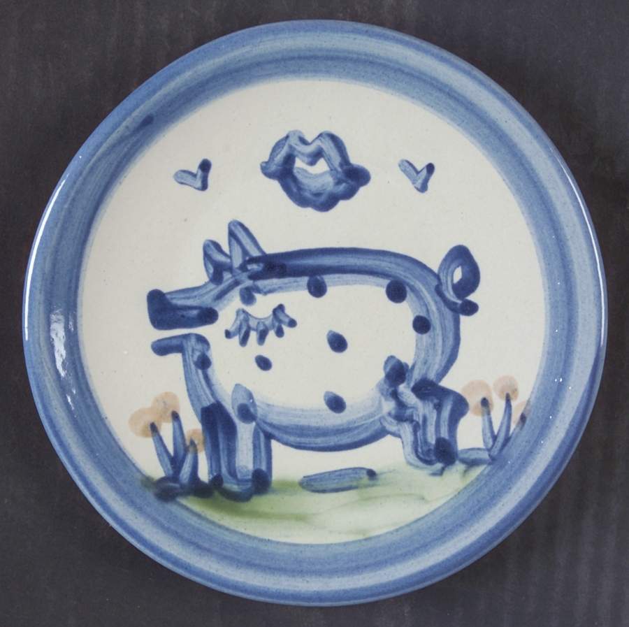 Country Scene Blue Bread & Butter Plate by M A Hadley-1