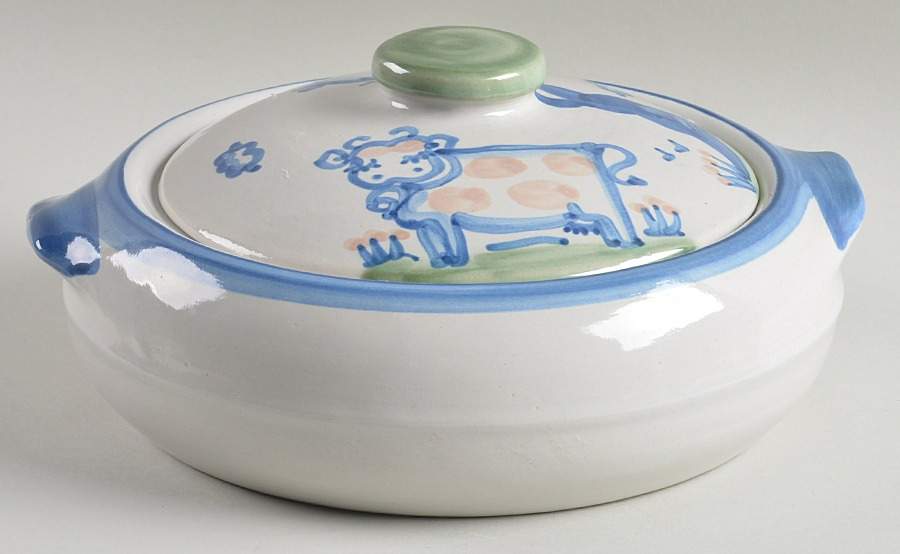 Country Scene Blue 1.75 Qt Round Covered Casserole by M A Hadley-1