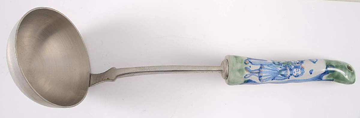 Country Scene Blue Soup Ladle with Stainless Bowl by M A Hadley-1