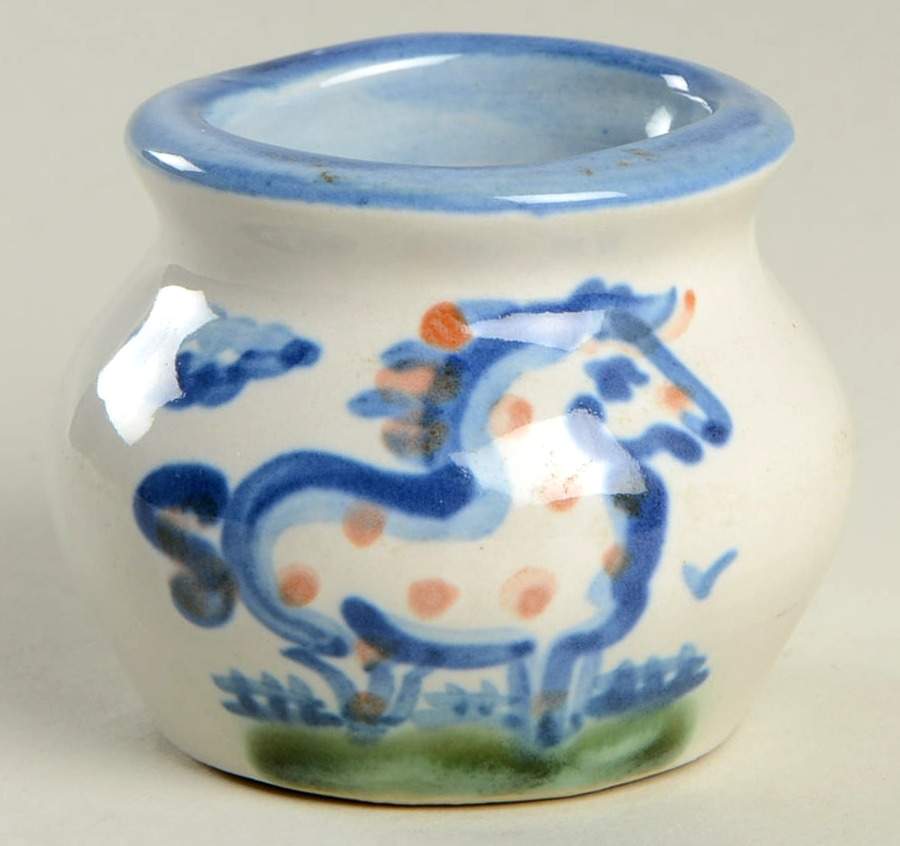 Country Scene Blue Mini Open Sugar Bowl by M A Hadley-1