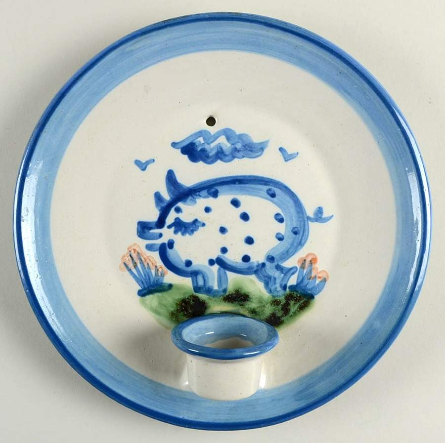 Country Scene Blue Candleholder Wall Sconce by M A Hadley-1