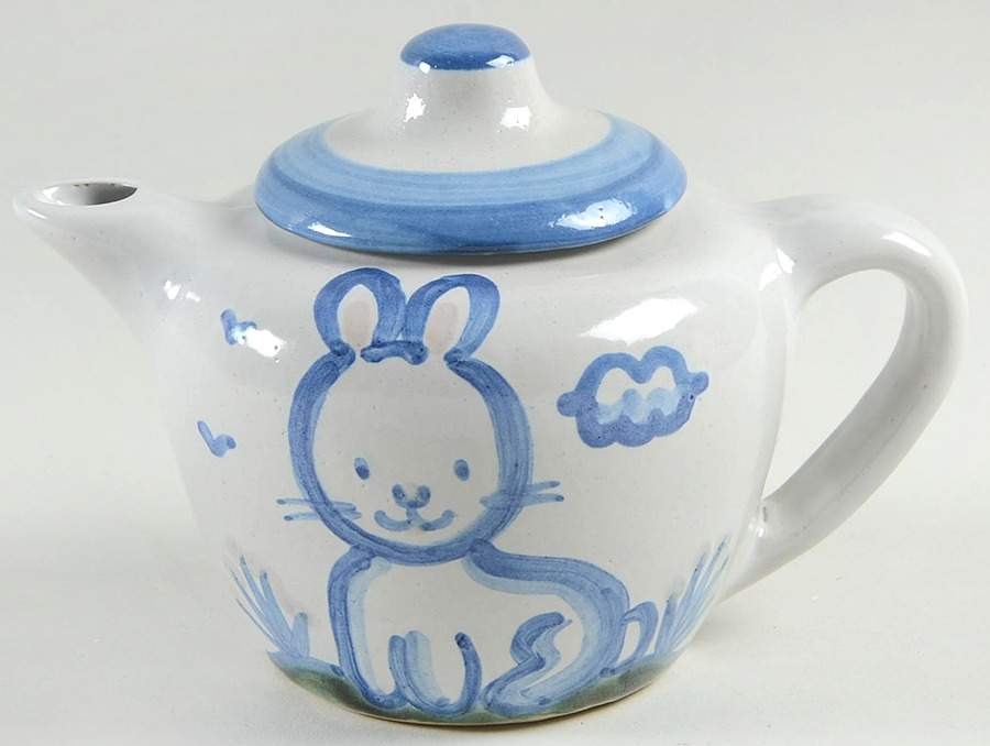 Country Scene Blue Mini Teapot & Lid by M A Hadley-1