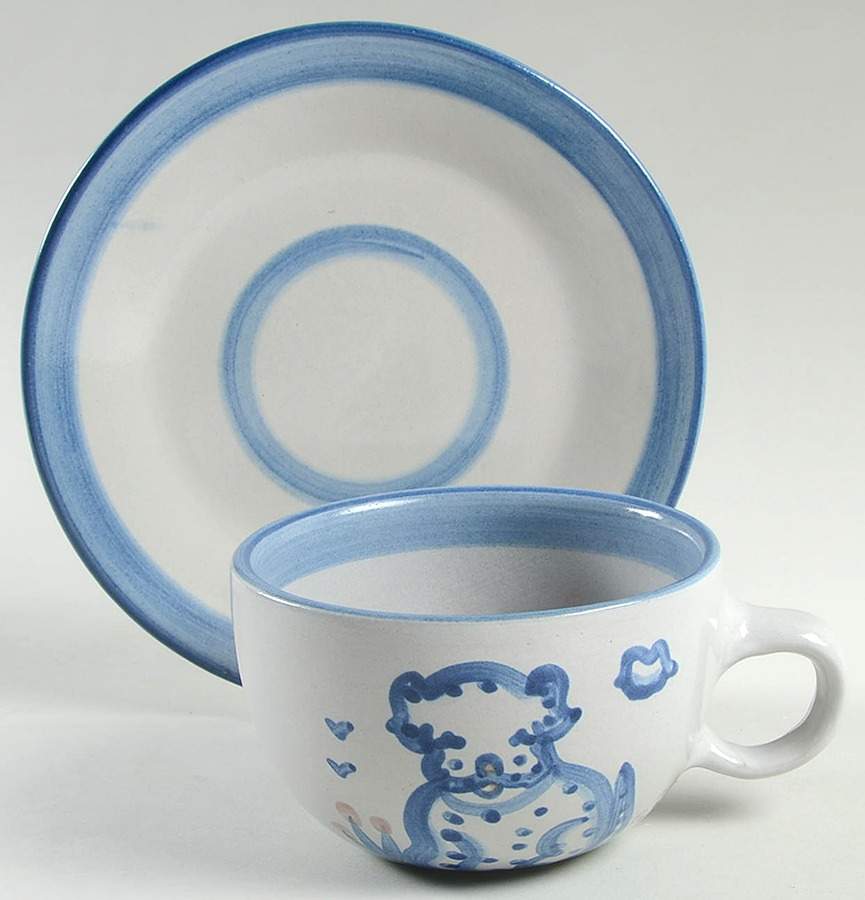Country Scene Blue Oversized Cup & Saucer Set by M A Hadley-1