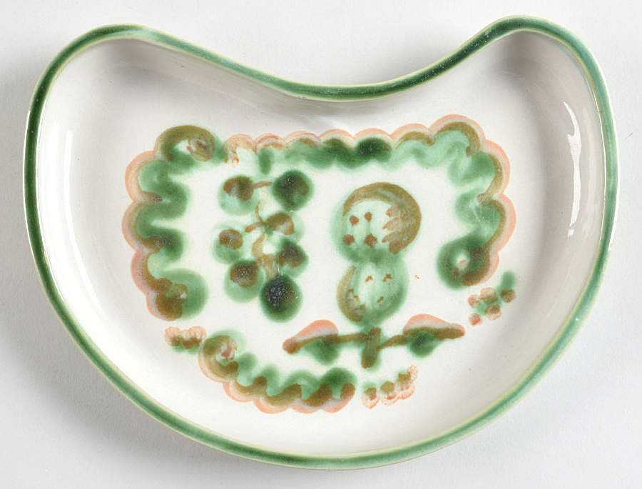 Pear and Grape Green Crescent Salad Plate by M A Hadley-1