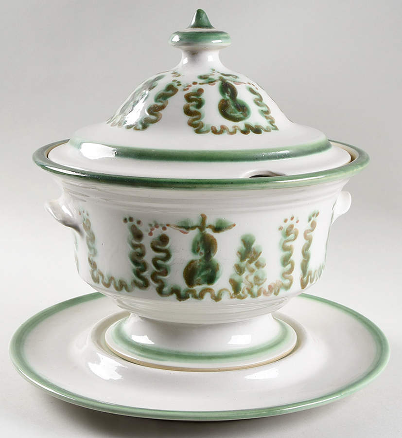 Pear and Grape Green Tureen &  Lid by M A Hadley-1