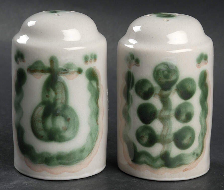 Pear and Grape Green Oversized Salt & Pepper Set by M A Hadley-1