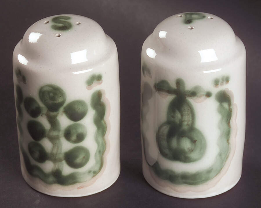 Pear and Grape Green Salt & Pepper Set by M A Hadley-1