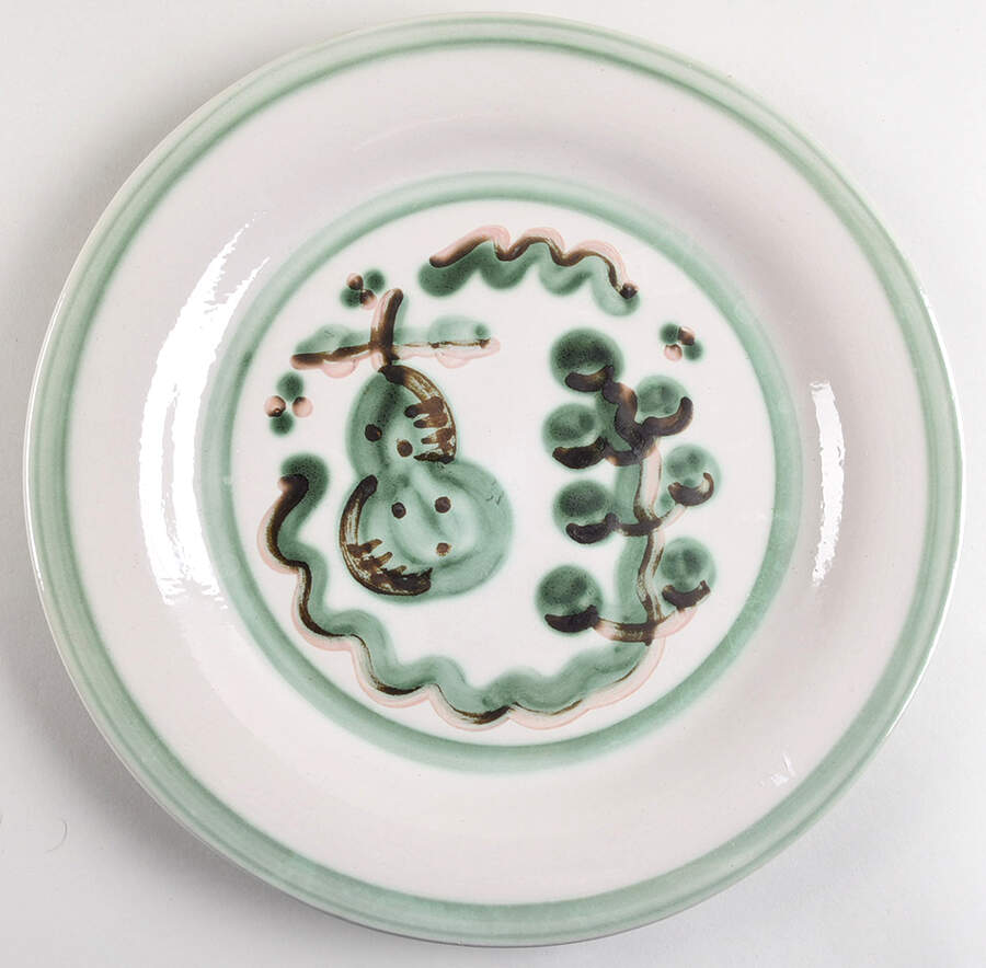 Pear and Grape Green 13" Chop Plate (Round Platter) by M A Hadley-1