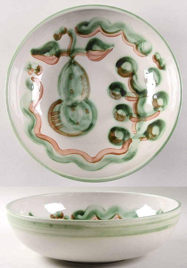 Pear and Grape Green 11" Pasta Serving Bowl by M A Hadley-1